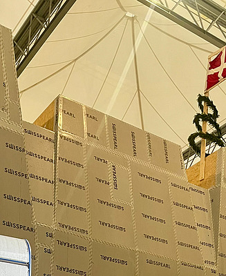 Flying the Danish flag as a topping-out ritual.  