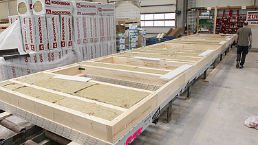 Photo of the production of LENO-ADD elements at ZÜBLIN Timber.