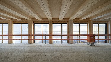 Foto des Rohbaus VINZENT in München von innen.