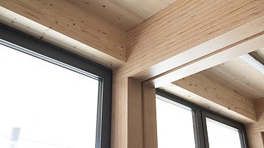 Interior shot of the Schule am Hang, Frankfurt. Impression of the building site.