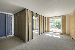 Foto des Rohbaus VINZENT in München von innen.