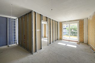Foto des Rohbaus VINZENT in München von innen.
