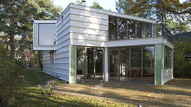 Photo of a modern wooden house. LENO-BSP.