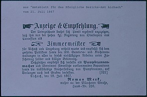 ZÜBLIN Timber Geschichte Foto eines Amtsblattes von 1867.