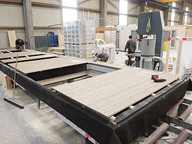 Photo of the production of LENO-ADD elements at ZÜBLIN Timber.