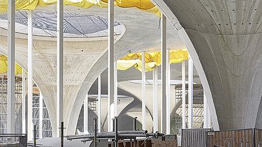Foto von Beton-Kelchstützen des Projekts Stuttgart21. Baustellenalltag.