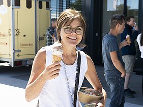Photo of Andrea with an ice cream in her hand.