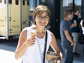 Photo of Andrea with an ice cream in her hand.