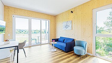Photo of a room in the parent-child house, Gailingen. 