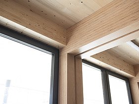 Interior shot of the Schule am Hang, Frankfurt. Impression of the building site.