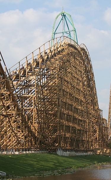 Roller coaster New Jersey Photo of a roller coaster with wooden rails.