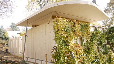 Photo of a building shell made of LENO-BSP elements.