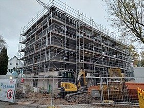 Foto des Rohbaus der Joseph-Stiftung in Bayreuth. MOLENO-Bauweise.