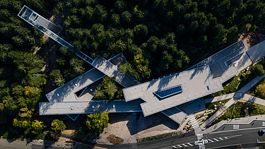 Photo of the visitor center in Ruhestein, aerial view.