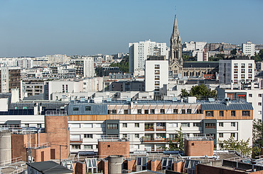 Aufstockung Rue Tlemcen Paris Luftaufnahme über Paris. Zu erkennen ist eine Aufstockung aus Holz.