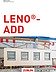 Foto des Covers der LENO-ADD-Broschüre von ZÜBLIN Timber. Man sieht eine Person in der Produktionshalle von ZÜBLIN Timber, die gerade Holzfaserplatten in ein LENO-ADD-Element legt.