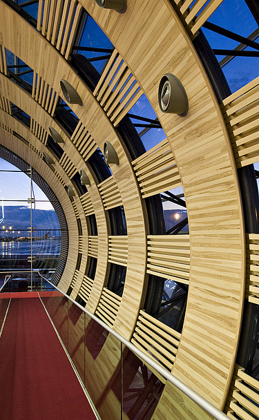 Charles de Gaulle Airport Paris Photo of the Charles de Gaulle Paris airport terminal from the inside. Curved wooden construction.