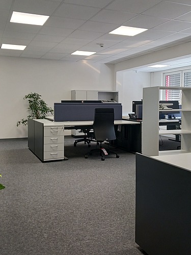 Foto eines möblierten Büroraumes. Standort ZÜBLIN Timber Gaildorf.