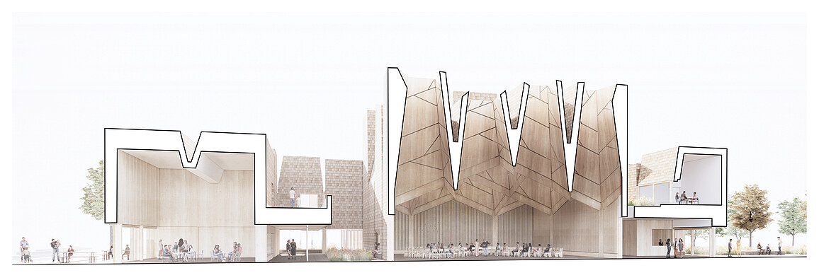Zeichnung der Kirche in Kopenhagen. Ersteller Henning Larsen.