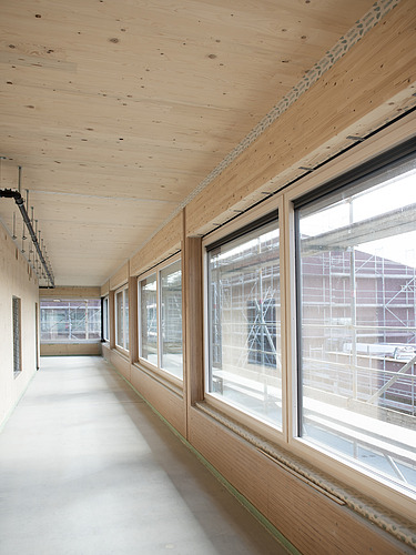 Innenaufnahme der Schule am Hang, Frankfurt. Baustellenimpression.