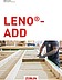 Foto des Covers der LENO-ADD-Broschüre von ZÜBLIN Timber. Man sieht eine Person in der Produktionshalle von ZÜBLIN Timber, die gerade Holzfaserplatten in ein LENO-ADD-Element legt.