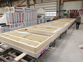 Photo of the production of LENO-ADD elements at ZÜBLIN Timber.