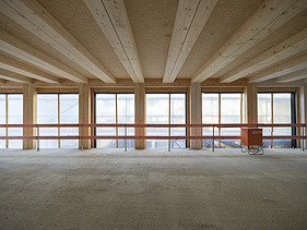 Photo of the VINZENT building shell in Munich from the inside.