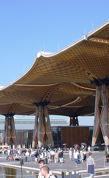 Foto des EXPO-Dachs in Hannover. Holzdachkonstruktion.