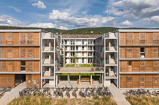 Photo of the exterior of the Collegium Academicum residential complex in Heidelberg.