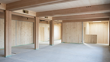 Innenaufnahme der Schule am Hang, Frankfurt. Baustellenimpression