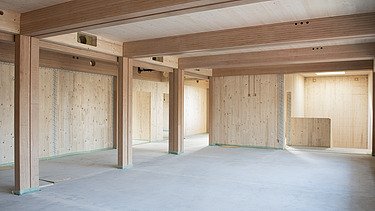 Interior photo of the Schule am Hang, Frankfurt. Construction site impression