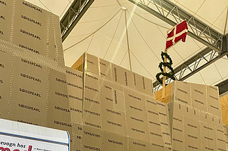 Flying the Danish flag as a topping-out ritual.  