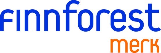 Logo Finnforest Merk in blau-orange farbiger Schrift