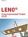 Downloads Photo of the cover of the LENO brochure from ZÜBLIN Timber. You can see a large, floating LENO cross laminated timber element on the crane and the red headline LENO cross laminated timber.
