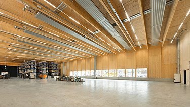 Interior photo of the Elobau logistics center, Leutkirch.