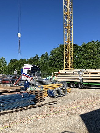 Foto der Holzbaumontage des Projekts AELF in Landshut.
