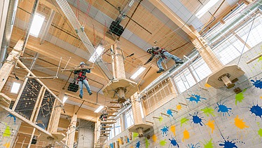 Foto der Fundorena, Feldberger Hof. Zu sehen ist ein Foto vom Indoor Hochseilpark.