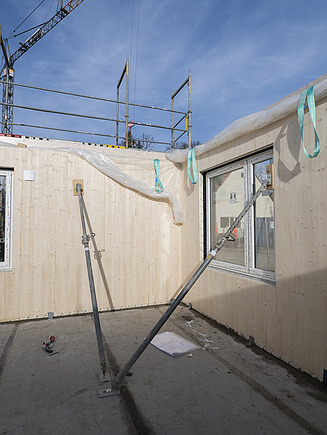 Start of timber construction at IGEWO residential complex in Haunstetten. 