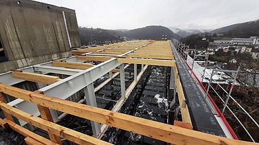 Foto von der Baustelle des Neubaus des Landratsamts in Calw. 