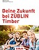 Photo of a cover of the ZÜBLIN-Timber brochure. It shows young people and an inscription in red lettering.
