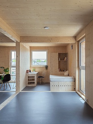 Photo of the interior of the Collegium Academicum residential complex in Heidelberg.