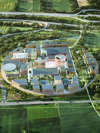 Aerial view of the IPAI Campus, Heilbronn.