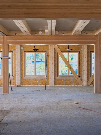 Holzbauarbeiten beim Grünen Betriebshof Mannheim