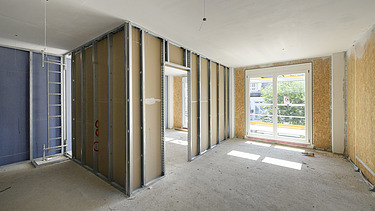 Foto des Rohbaus VINZENT in München von innen.