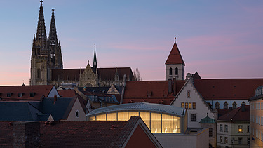 Exterior view of the Regensburg synagogue.