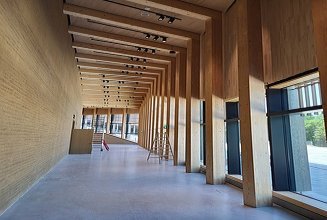 Approximately 1,200 m² of timber-frame walls were erected. 