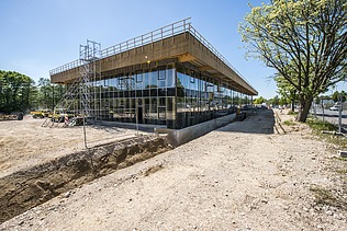Photo of the shell from the outside. JOWAT House of Technology.