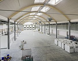 Photo of the MEGA store in Stockach. Interior of the building shell. Vaults made of LENO-BSP.
