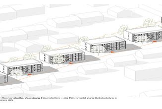 Skizze der Wohnanlage mit allen sechs Neubauten.