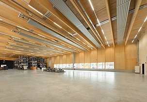 Interior photo of the Elobau logistics center, Leutkirch.